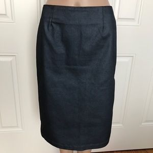 Cerruti jeans wet metallic dark wash pencil skirt